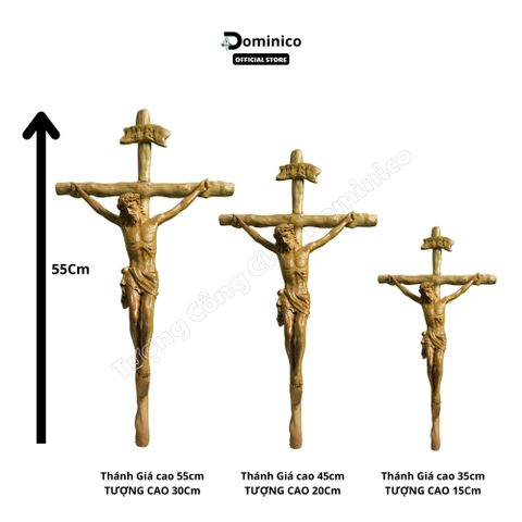  Tượng Gỗ Công Giáo Chúa Giêsu Chịu Nạn Gỗ Tự Nhiên Hàng Kĩ Sắc Nét (Kèm Thánh Giá) Nhiều Kích Cỡ 