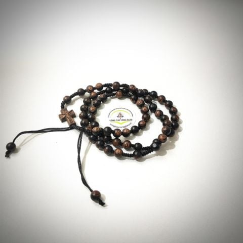  Vòng Tay Mân Côi Gỗ Trầm Hương Sánh Chìm Dây Rút 