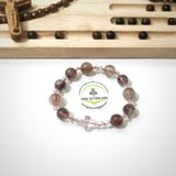  Chuỗi Mân Côi Đá Thạch Anh Tóc Đỏ Mix Pha Lê 