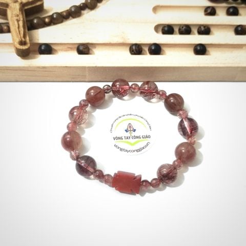  Chuỗi Mân Côi Đá Thạch Anh Tóc Đỏ 