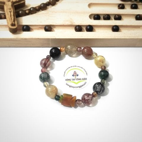  Chuỗi Mân Côi Đá Thạch Anh Tóc Tam Tài 