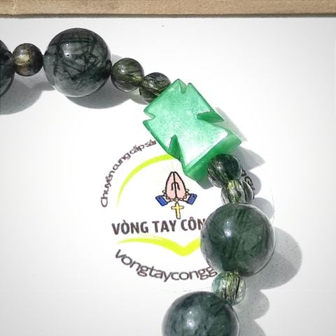  Chuỗi Mân Côi Đá Thạch Anh Tóc Xanh 