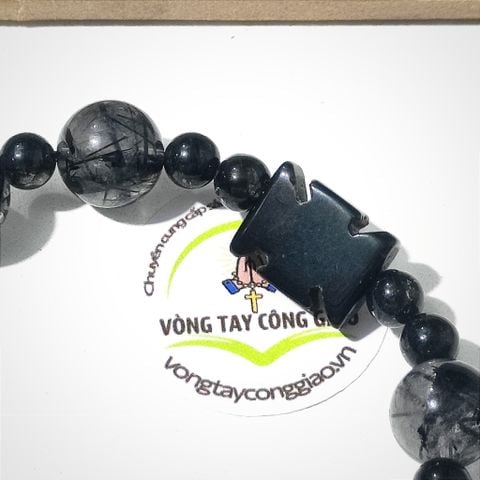  Chuỗi Mân Côi Đá Thạch Anh Tóc Đen 