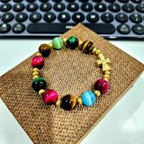  Chuỗi Mân Côi Đá Thạch Anh Mắt Hổ Đa Sắc Mix Bạc Si Vàng 