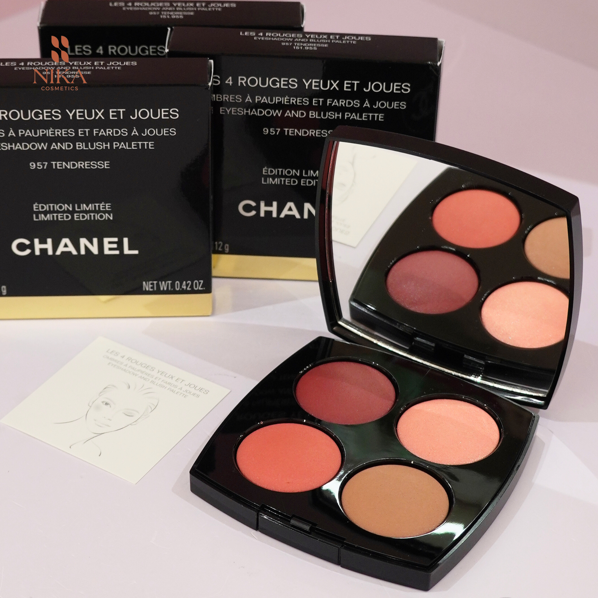 Limited Edition✨️]Chanel Les 4 Rouges Yeux Et Joues Exclusive Creation 12g  (957 Tendresse), Beauty & Personal Care, Face, Makeup on Carousell