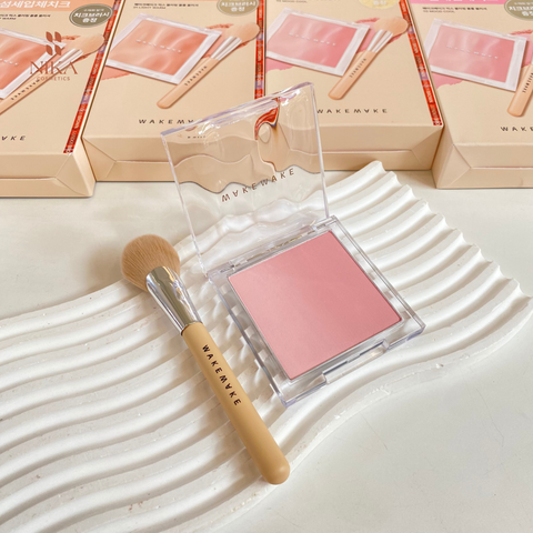 Phấn Má Hồng Wakemake Mix Blurring Volume Blush Flat Cheek Brush Special Set 9.5G