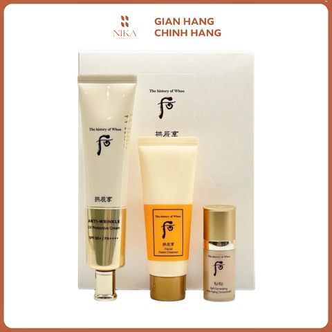 Set Kem Chống Nắng Chống Nhăn Whoo Vàng Wrinkle Sun Cream SPF 50/PA++++