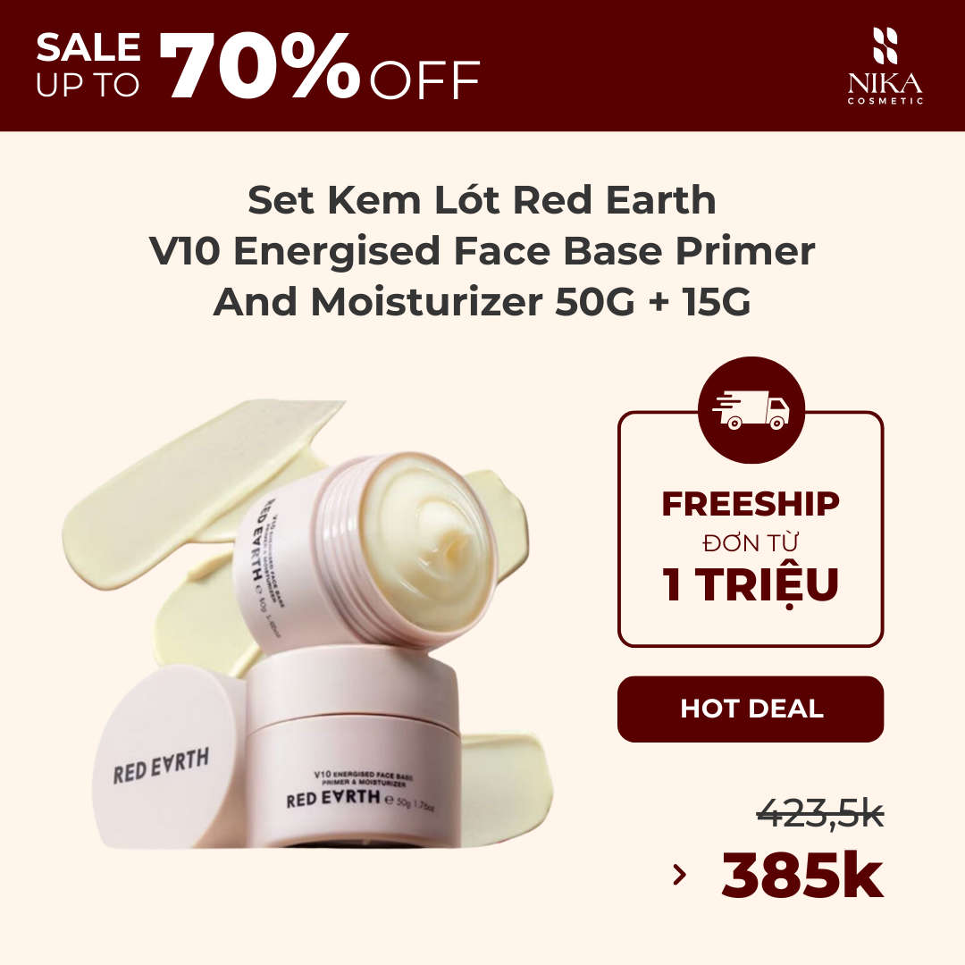 Set Kem Lót Red Earth V10 Energised Face Base Primer And Moisturizer 50G 15G