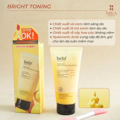 Sữa Rửa Mặt Belif Super Knight Vegan Pack 150Ml + Cọ Silicon Rửa Mặt