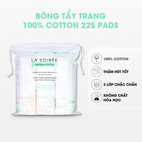 Bông Tẩy Trang La Soiree Premium Cotton 225Pads
