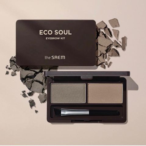 Bột Kẻ Mày The Saem Eco Soul Eyebrow Kit 2 Ô