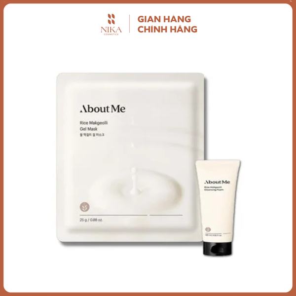 Set Mặt Nạ Giấy About Me Rice Makgeolli Gel Mask 5M + Sữa Rửa Mặt About Me Sprout Mild Ph Cleansing Foam 20Ml