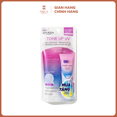 Set Kem Chống Nắng Sunplay Skin Aqua Tone Up Uv Essence Lavender + Sữa Rửa Mặt Hada Labo