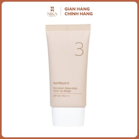 Kem Chống Nắng Numbuzin Porcelain Base Skip Tone Up Beige 50ml