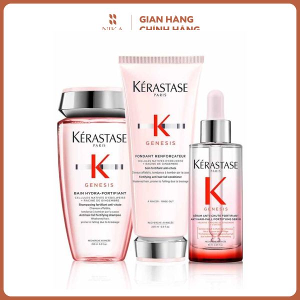 Set Dầu Gội + Dầu Xả + Serum Dưỡng Tóc Kerastase Genesis 3 Step Anti Fall Routine 250ml + 75ml + 90ml