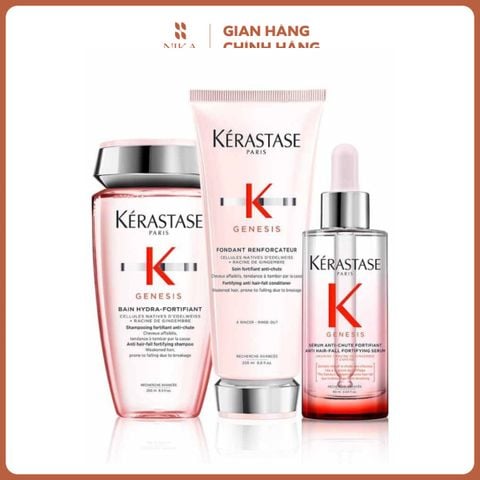 Set Dầu gội + Dầu xả + Serum dưỡng tóc Kerastase Genesis 3 Step Anti Fall Routine 250ml + 75ml + 90ml