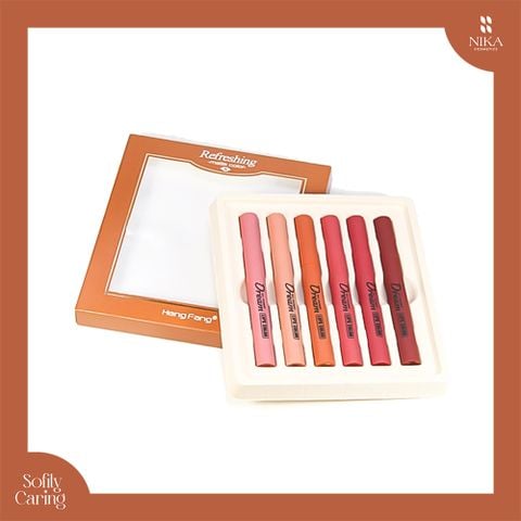 Set Son Hengfang So Sweet Dream Lipstick Refreshing Matte Color 6 Cây