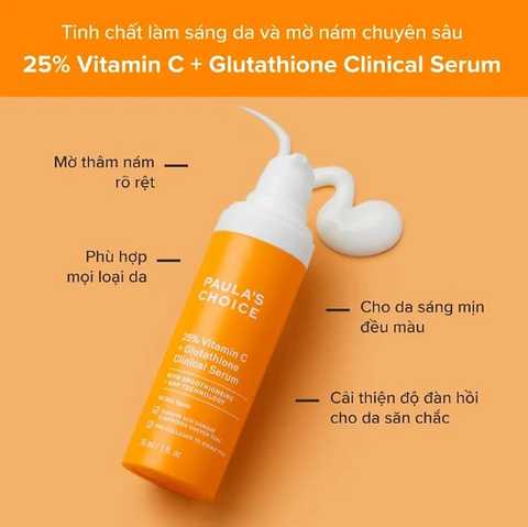 Serum Sáng Da Mờ Nám Paulas Choice 25% Vitamin C + Glutathione Clinical 30ml