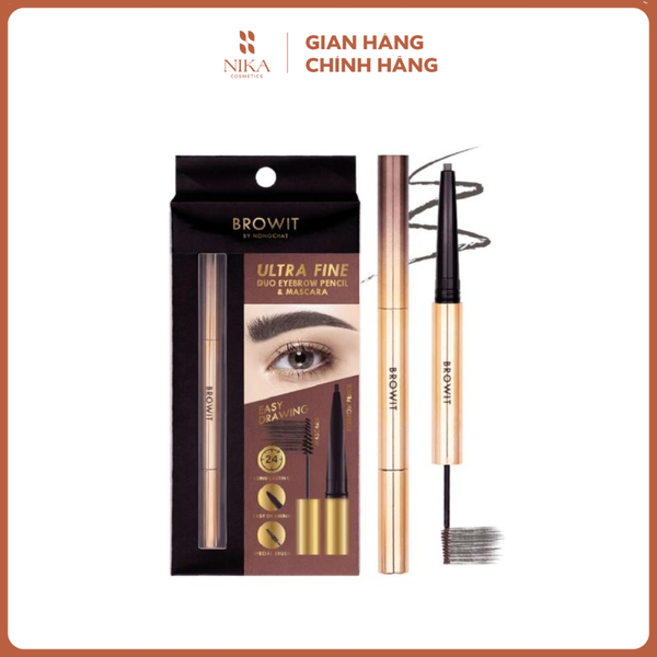 Chì Kẻ Mày + Mascara Mày Browit By Nongchat Ultra Fine Duo Eyebrow Pencil & Mascara 1.42G