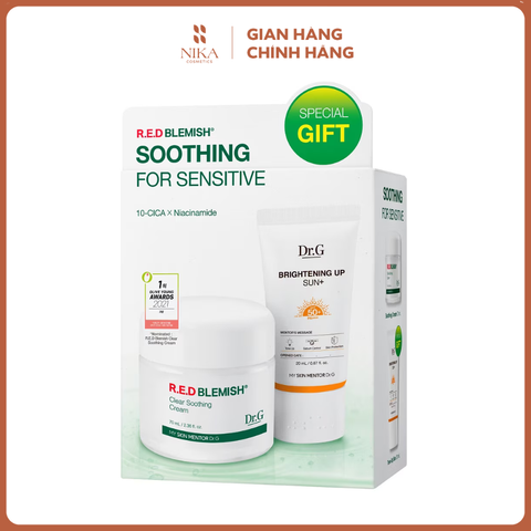 Set Kem Dưỡng Dr.G Red Blemish 70Ml + Kem Chống Nắng Dr.G Brightening Up 20Ml