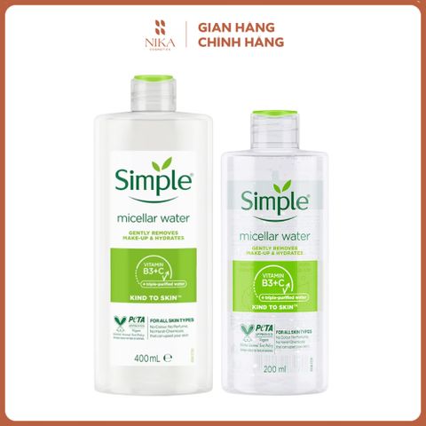 Tẩy Trang Simple Micellar Water Gently Removes Make Up & Hydrates