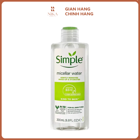 Nước Tẩy Trang Simple Micellar Water Gently Removes 200ML