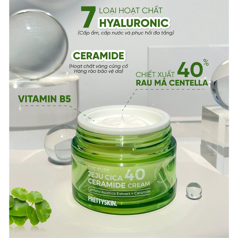 Kem Dưỡng PrettySkin The Pure JeJu Cica 40 Ceramide 52ML