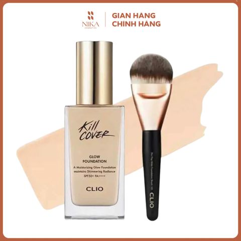 Set Kem Nền Clio Kill Cover Glow Foundation Spf50 38G + Kèm Cọ Nền