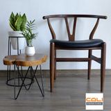 Ghế Wishbone Nệm Da Chân Gỗ - G23