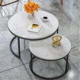 Bàn Trà Cặp Tròn Chân Sắt Mặt Ceramic - BT05