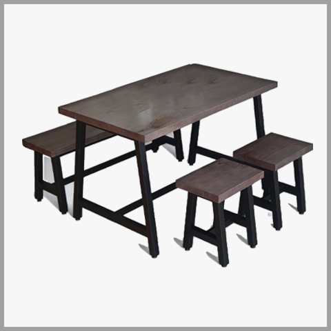 Bộ Bàn Ăn Khung Sắt Mặt Gỗ Hiện Đại - BBA01