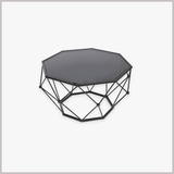 Bàn Trà Kim Cương Chân Sắt Mặt Kính - BT01