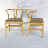 Ghế Wishbone Nệm Da Chân Gỗ - G23