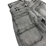 Double Waist Washed Jeans - Stone Gray