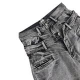 Double Waist Washed Jeans - Stone Gray