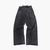Split Denim Pants - Black