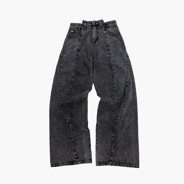  Split Denim Pants - Black 