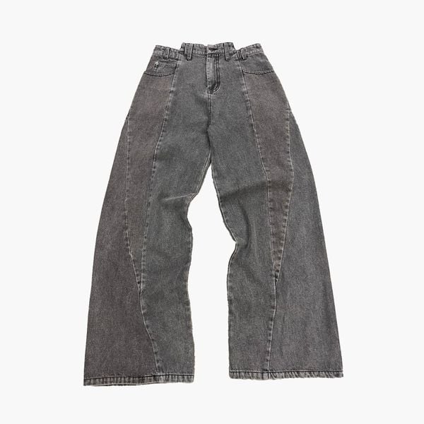  Split Denim Pants - Gray 