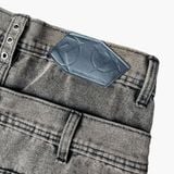 Double Waist Washed Jeans - Brown