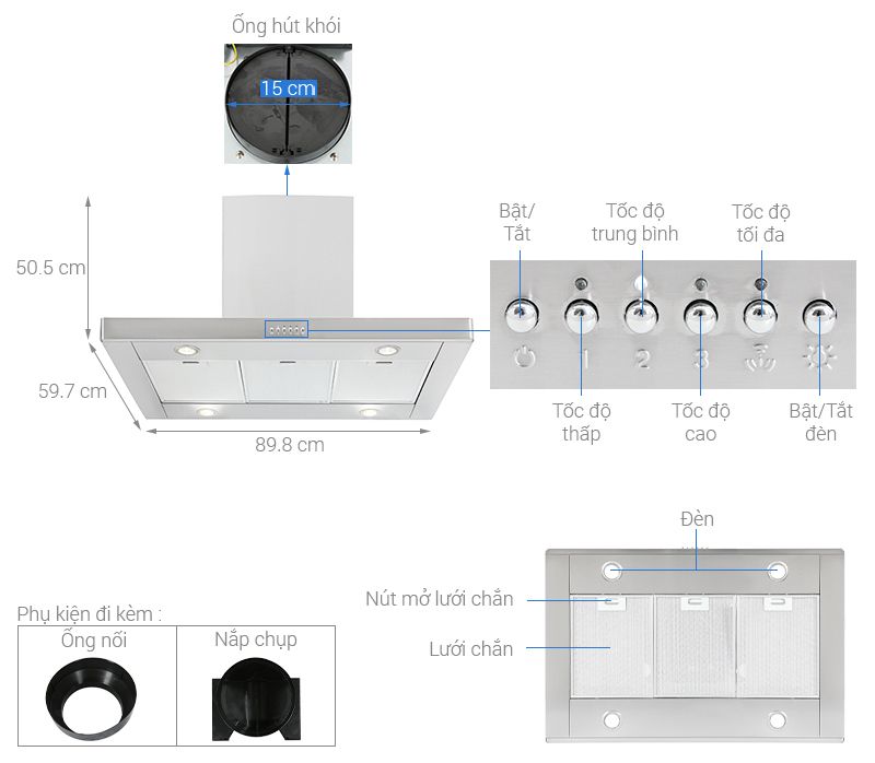 Máy hút mùi đảo Smeg KI90XE (536.84.628) – TEKMA