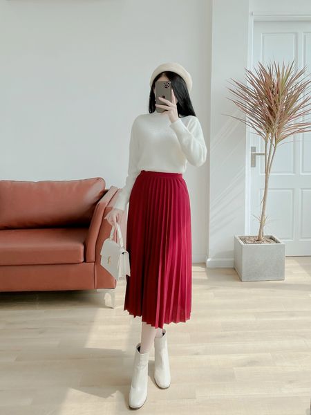 Chi tiết 53 về chân váy xếp ly đỏ dài  Du học Akina