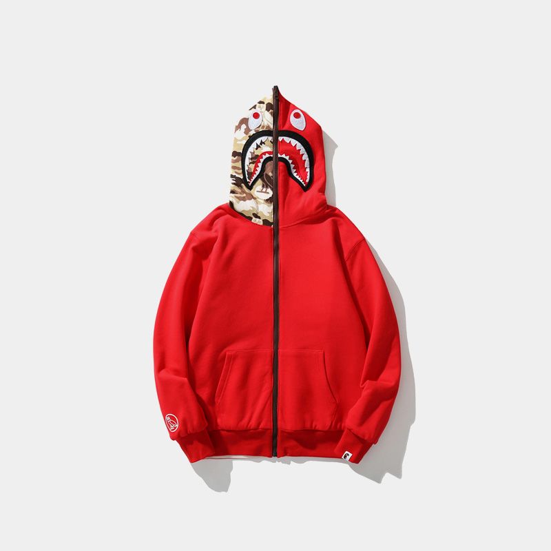 Áo khoác BAPE x OVO Woodland Red Camo Shark Reversible Full Zip Hoodie –  Fandy