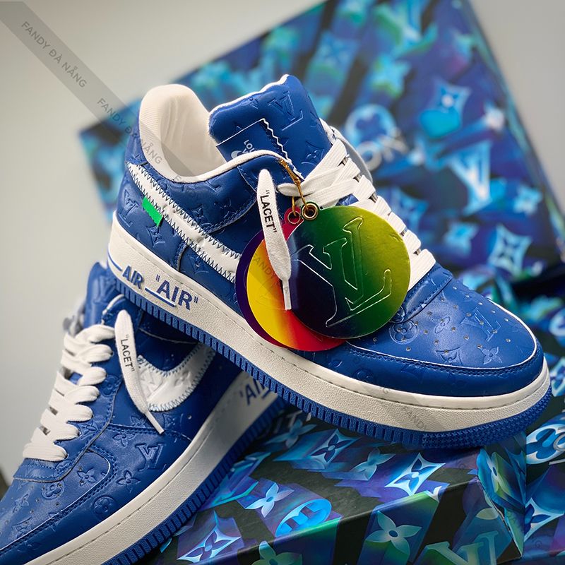 Louis Vuitton Nike Air Force 1 Low By Virgil Abloh White Blue Sneakers  Mens 6  eBay