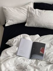  Chăn ga gối chất liệu thô đũi dập nhăn 