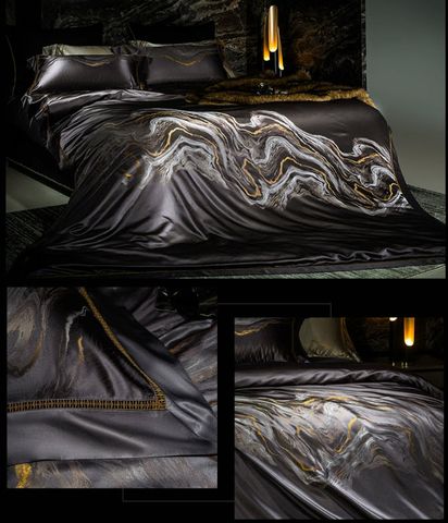 Chăn ga gối phong cách Luxury Real silk Royal room