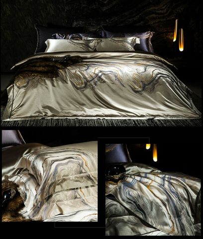 Chăn ga gối phong cách Luxury Real silk Royal room