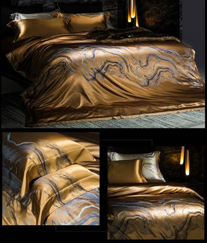 Chăn ga gối phong cách Luxury Real silk Royal room