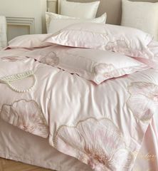  Chăn ga gối chất satin thêu hoa sang trọng 