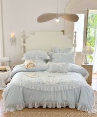  Chăn ga gối Pure cotton, riềm ren kiểu dáng princess 