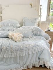  Chăn ga gối Pure cotton, riềm ren kiểu dáng princess 